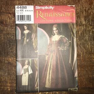 Simplicity Sewing Pattern 4488 Renaissance Tudor Cosplay Dress Hood 8-14 UNCUT
